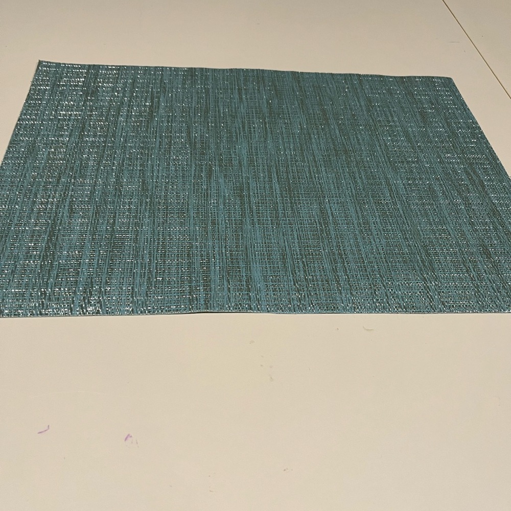 Wipeable Iridescent Rectangle Shape Placemats. Blue/silver.Set of 6